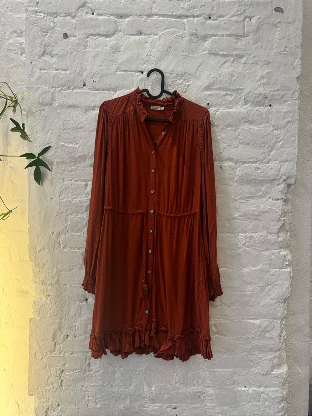 Faherty Rust Long Sleeve Dress